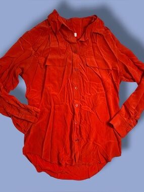 Equipment Femme Silk Essential Blouse Red Orange Long Sleeve Shirt Size S *read*